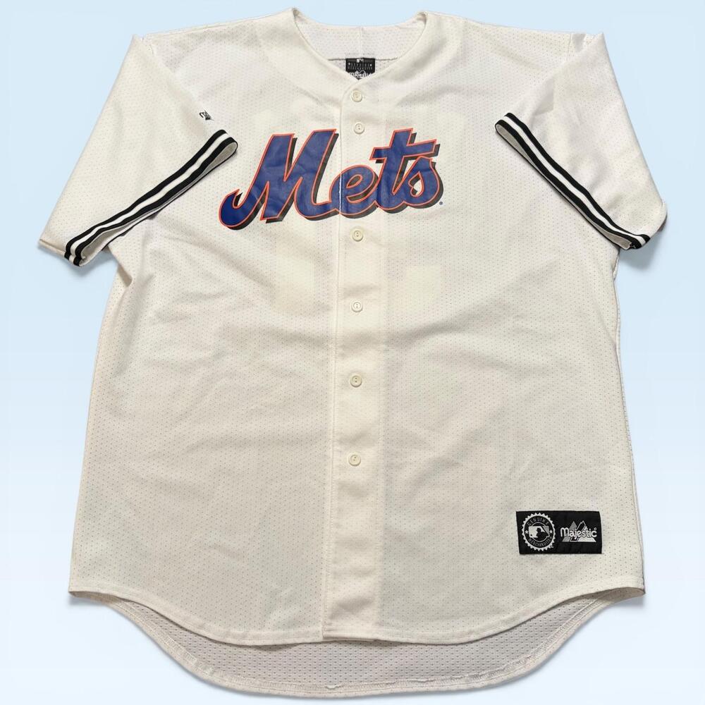 Vintage New York Mets Jersey Mens XL White MLB Baseball Piazza 31 Majestic USA
